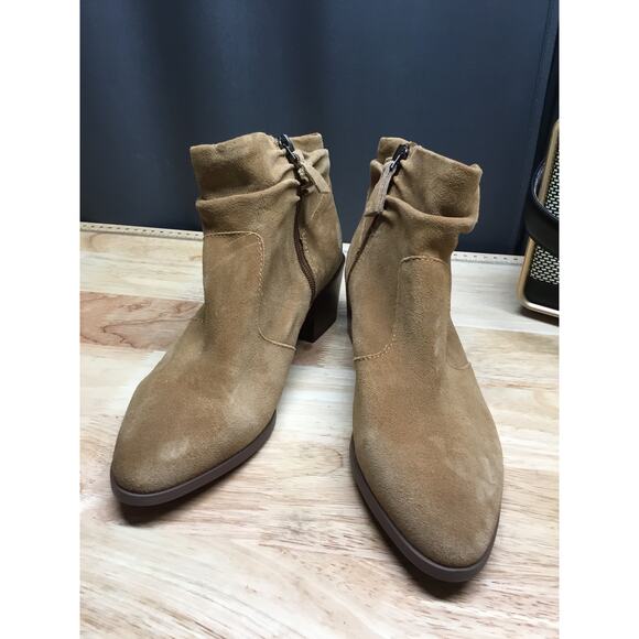 Naturalizer Gina Ankle Boots Women's 8.5 Brown Side Zip Block Heel Almond Toe - Picture 1 of 8